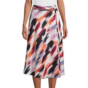 DKNY Women’s Linen Faux Wrap Skirt Size 14 NWT‎